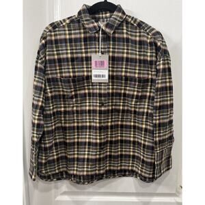 NWT Everlane Women's The Boxy Flannel Shirt XS Brown Plaid Button Down Top